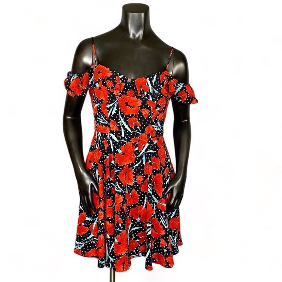B Darlin Floral A Line Mini Dress Juniors Size 7/8 with Adjustable Straps - Picture 1 of 6
